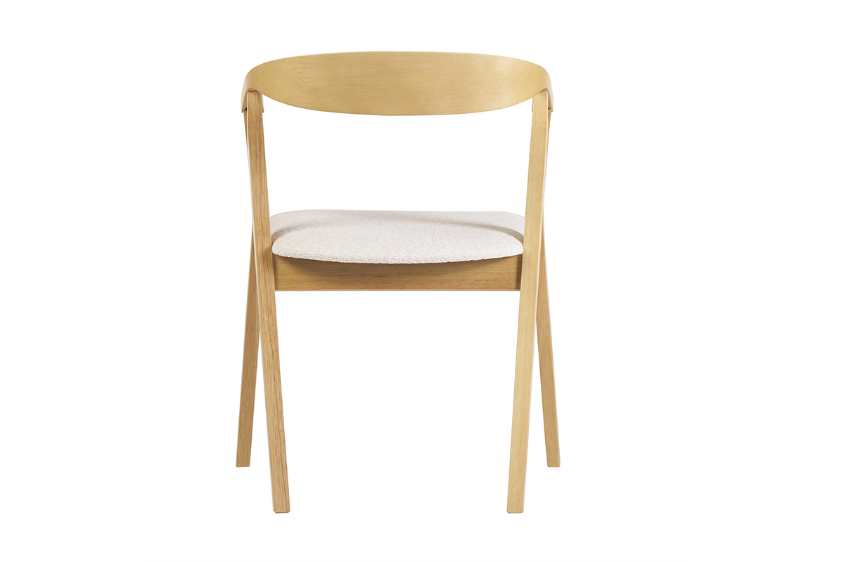 Chaises scandinaves bois clair et tissu effet laine boucl�e blanc (lot de 2) BAHIA