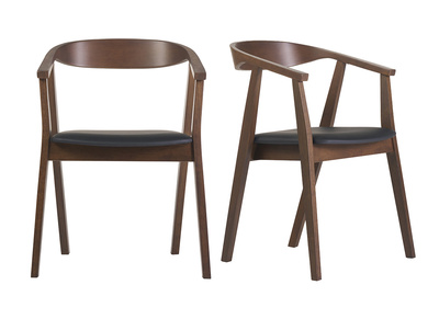 Chaises scandinaves design noir et bois fonc&eacute; (lot de 2) BAHIA