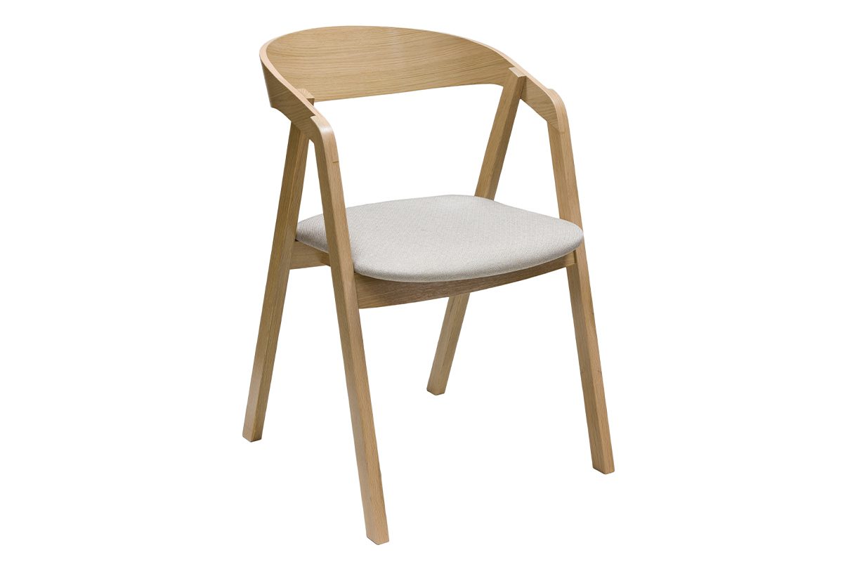 Chaises scandinaves empilables en bois clair ch�ne et tissu beige (lot de 2) LOVA
