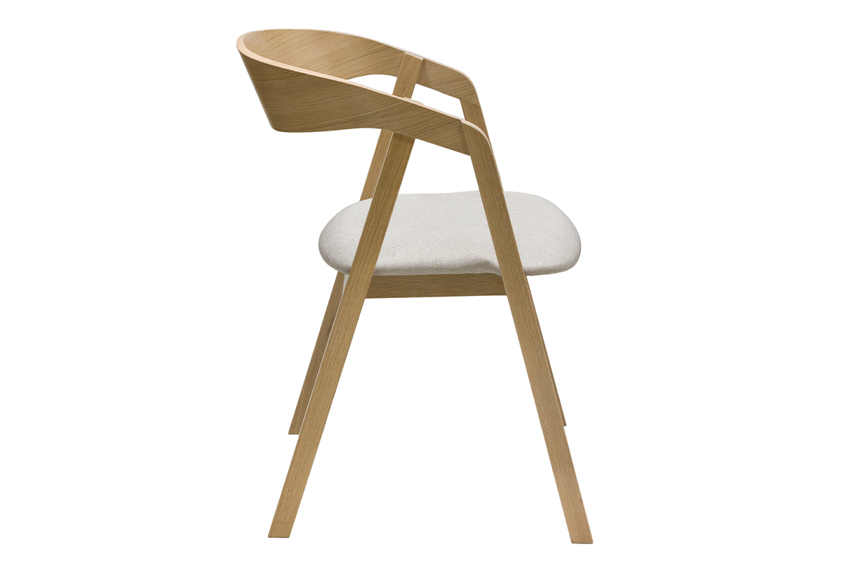 Chaises scandinaves empilables en bois clair ch�ne et tissu beige (lot de 2) LOVA