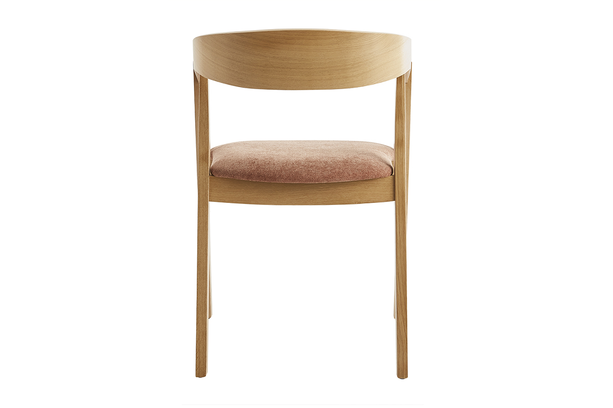 Chaises scandinaves empilables en bois clair ch�ne et tissu effet velours terre br�l�e (lot de 2) LOVA