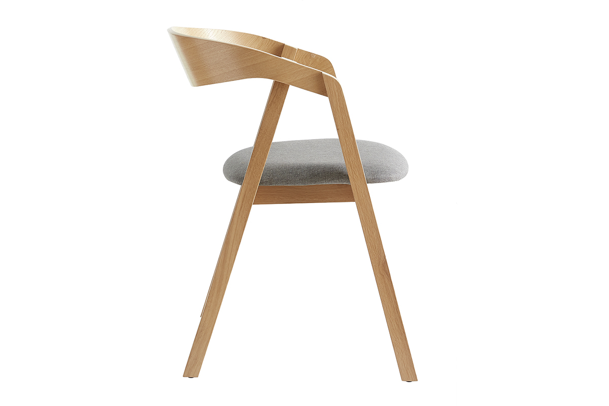 Chaises scandinaves empilables en bois clair ch�ne et tissu gris (lot de 2) LOVA