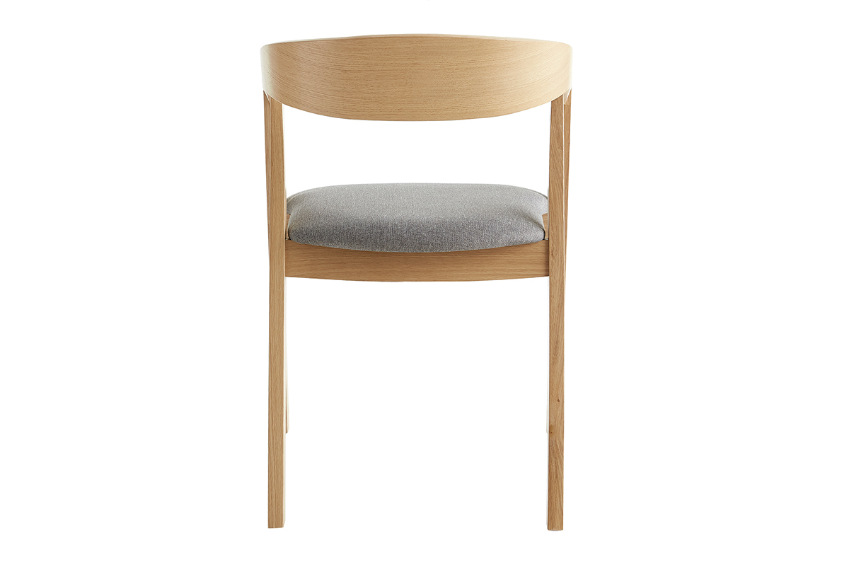 Chaises scandinaves empilables en bois clair ch�ne et tissu gris (lot de 2) LOVA