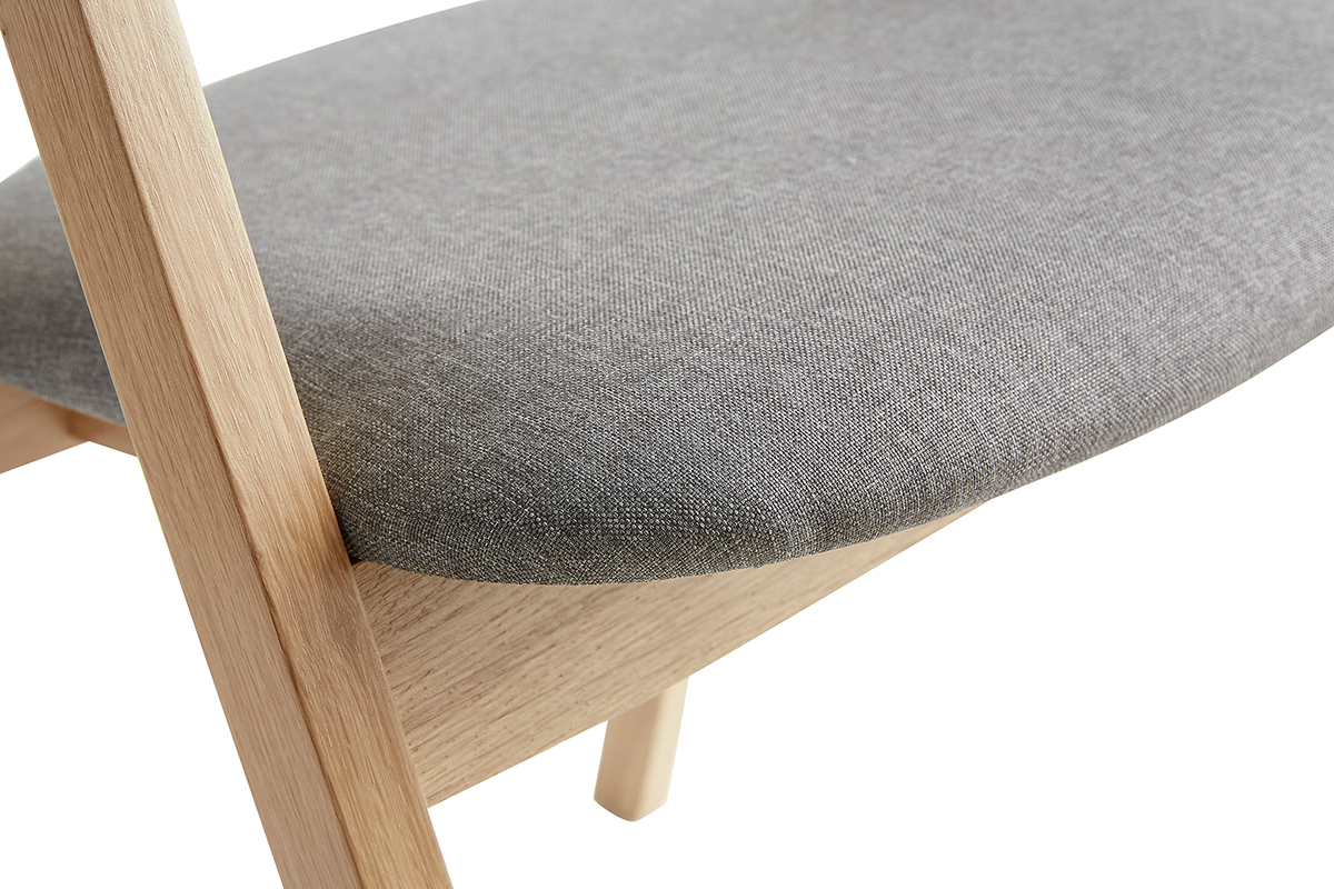 Chaises scandinaves empilables en bois clair ch�ne et tissu gris (lot de 2) LOVA