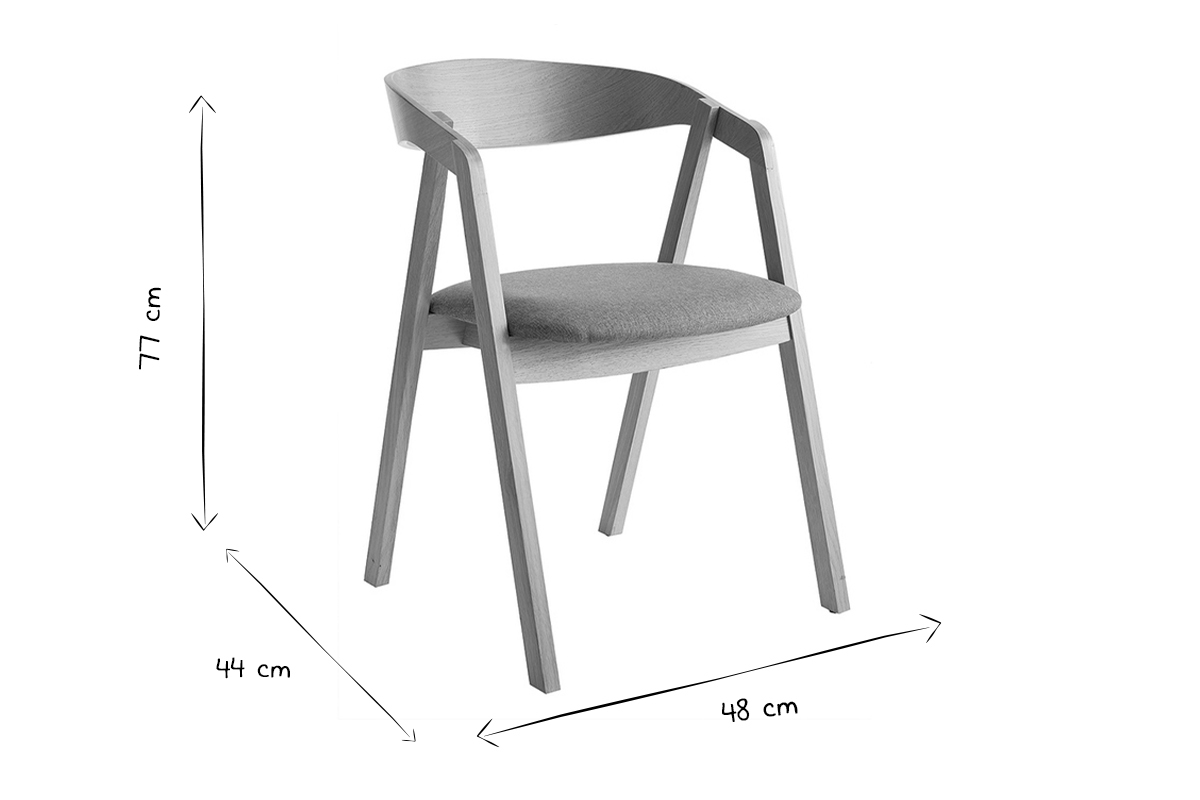 Chaises scandinaves empilables en bois clair ch�ne et tissu gris (lot de 2) LOVA