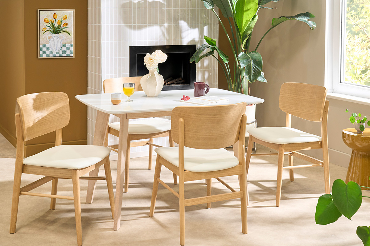 Chaises scandinaves en bois clair et blanc (lot de 2) SHELDON