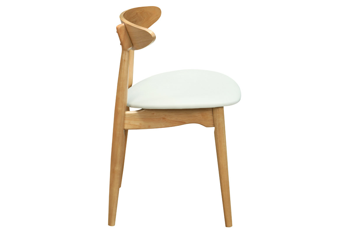 Chaise scandinave en bois clair et blanc, vue de c�t�.