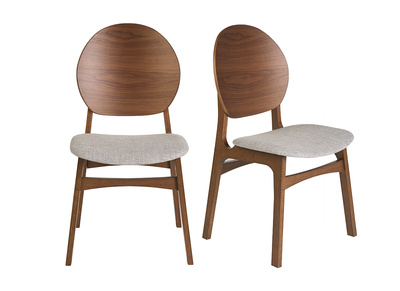 Chaises scandinaves en bois fonc&eacute; et tissu gris clair (lot de 2) ELTON