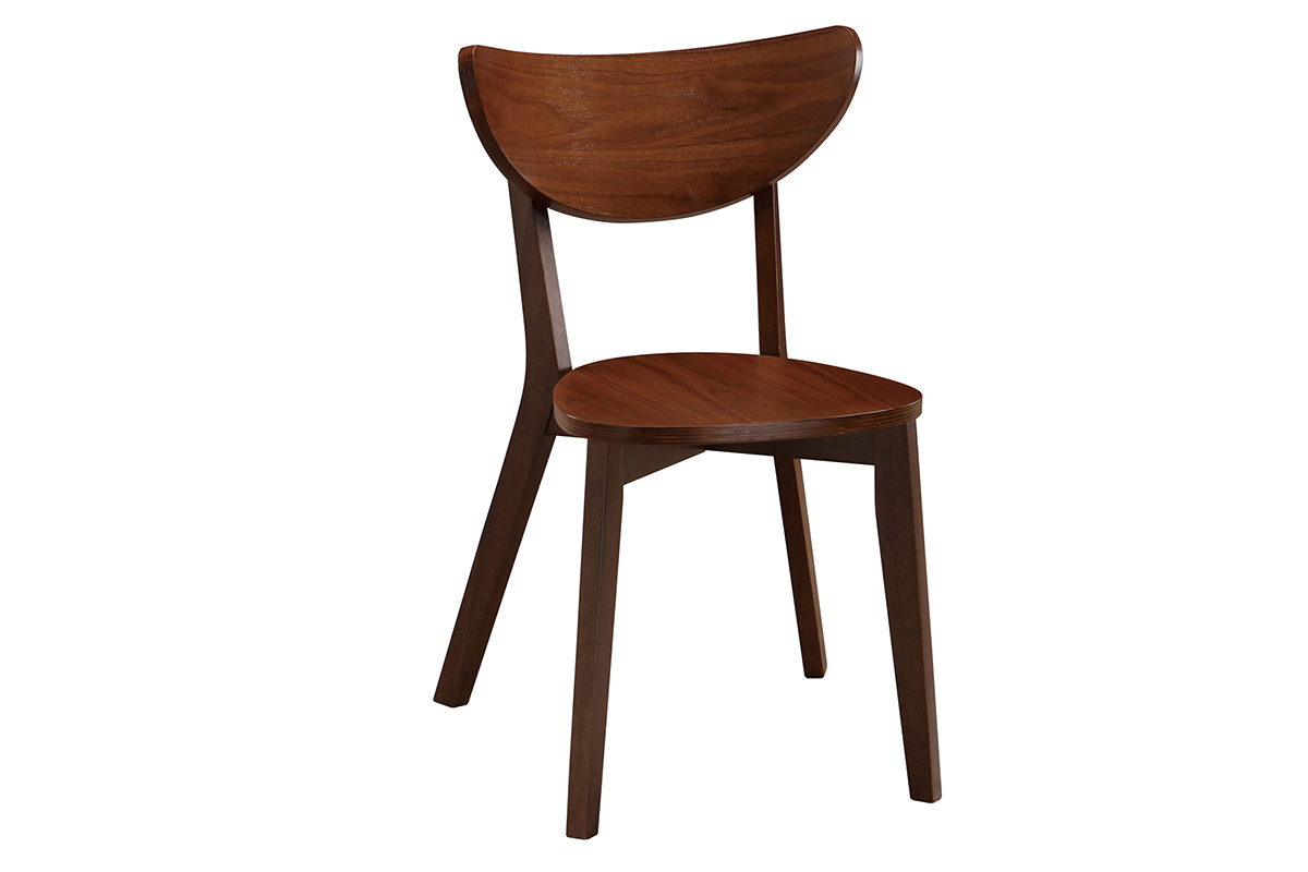 Chaise scandinave en bois fonc� noyer, vue de 3/4, design minimaliste.