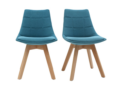 Chaises scandinaves en tissu bleu canard et bois clair (lot de 2) MATILDE