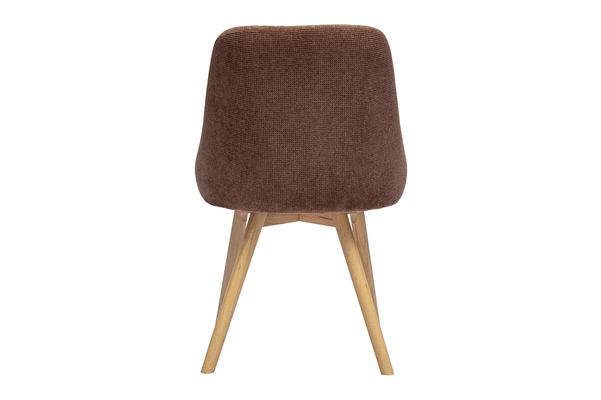 Chaise scandinave en tissu terre br�l�e et bois clair, vue de dos.