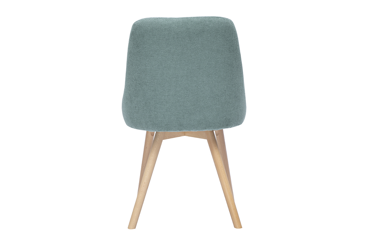 Chaise scandinave vert c�ladon dos, pieds en bois clair.