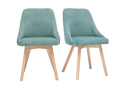 Chaises scandinaves en tissu chenille vert c&eacute;ladon et bois clair (lot de 2) HASTA
