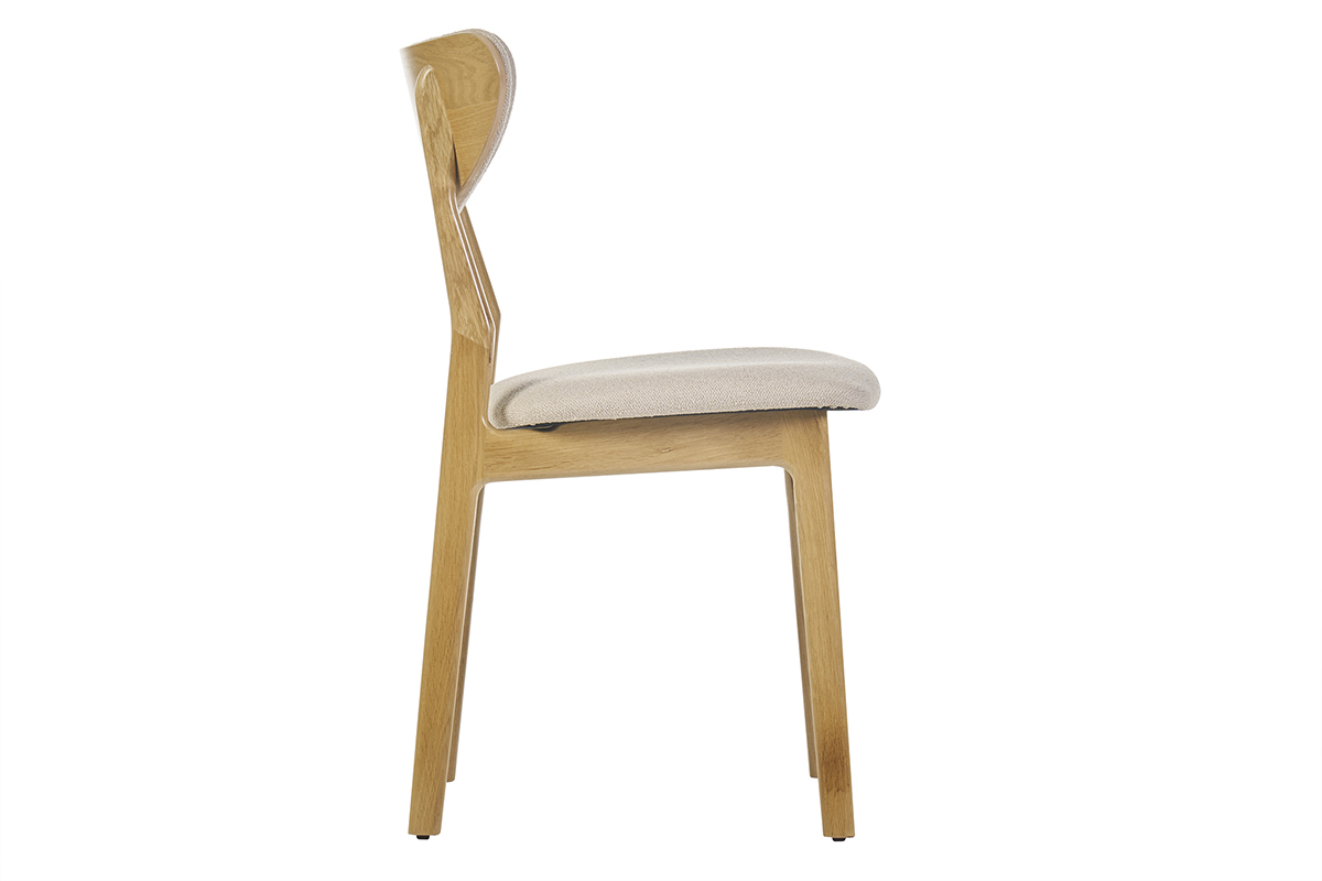 Chaises scandinaves en tissu effet laine boucl�e beige et bois clair ch�ne massif (lot de 2) MAYA