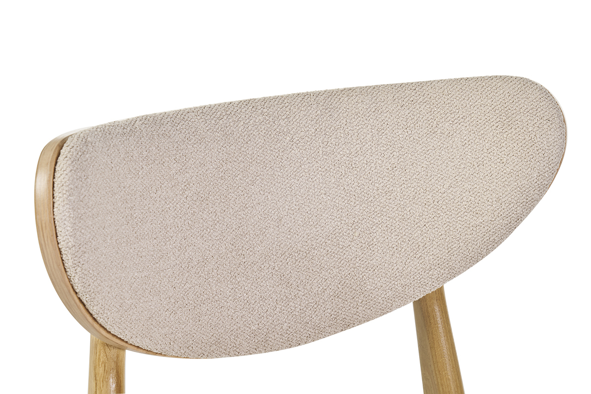 Chaises scandinaves en tissu effet laine boucl�e beige et bois clair ch�ne massif (lot de 2) MAYA