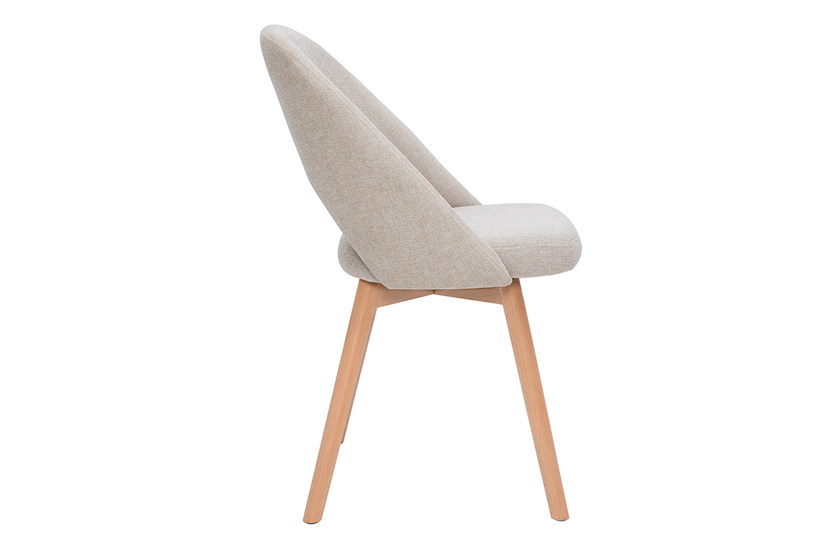 Chaises scandinaves en tissu effet velours textur� beige et bois clair (lot de 2) COSETTE