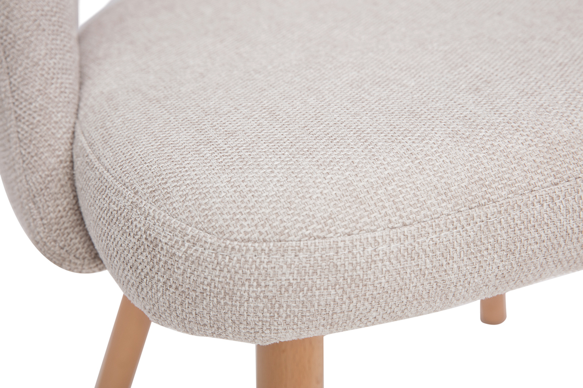 Chaises scandinaves en tissu effet velours textur� beige et bois clair (lot de 2) COSETTE