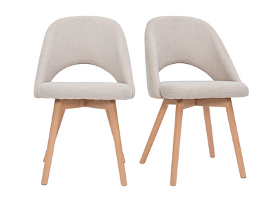 Chaises scandinaves en tissu effet velours textur&eacute; beige et bois clair (lot de 2) COSETTE