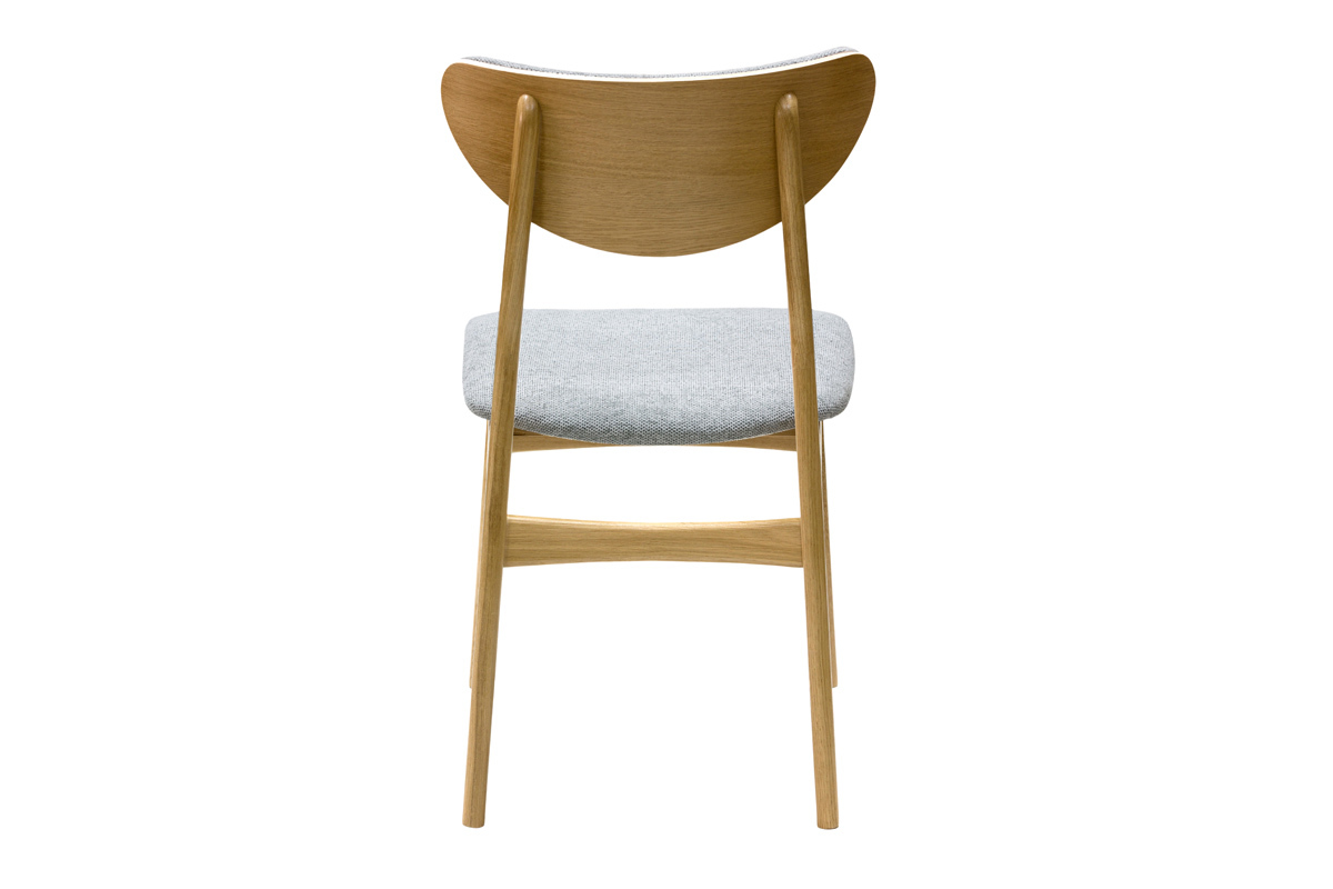 Chaises scandinaves en tissu effet velours textur� gris chin� et bois clair ch�ne massif (lot de 2) MAYA