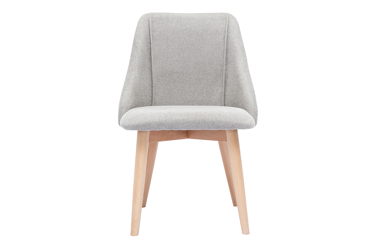 Chaises scandinaves en tissu effet velours textur� gris clair et bois clair (lot de 2) HIGGINS