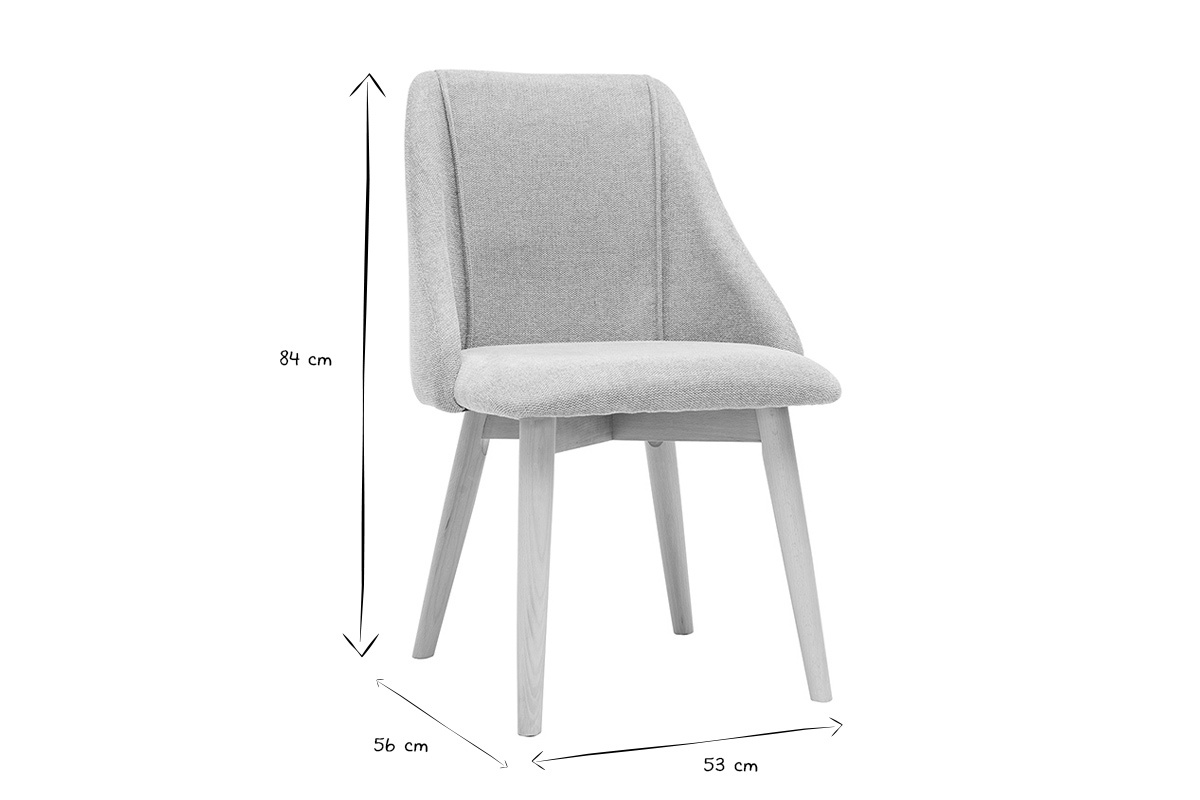 Chaises scandinaves en tissu effet velours textur� gris clair et bois clair (lot de 2) HIGGINS