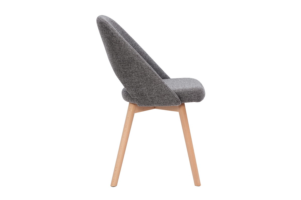 Chaises scandinaves en tissu effet velours textur� gris et bois clair (lot de 2) COSETTE