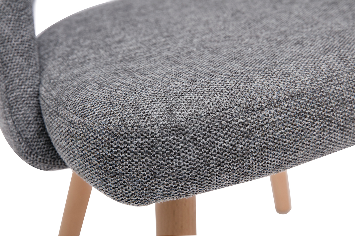 Chaises scandinaves en tissu effet velours textur� gris et bois clair (lot de 2) COSETTE