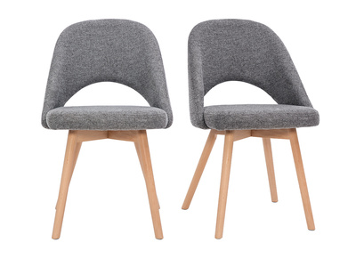 Chaises scandinaves en tissu effet velours textur&eacute; gris et bois clair (lot de 2) COSETTE