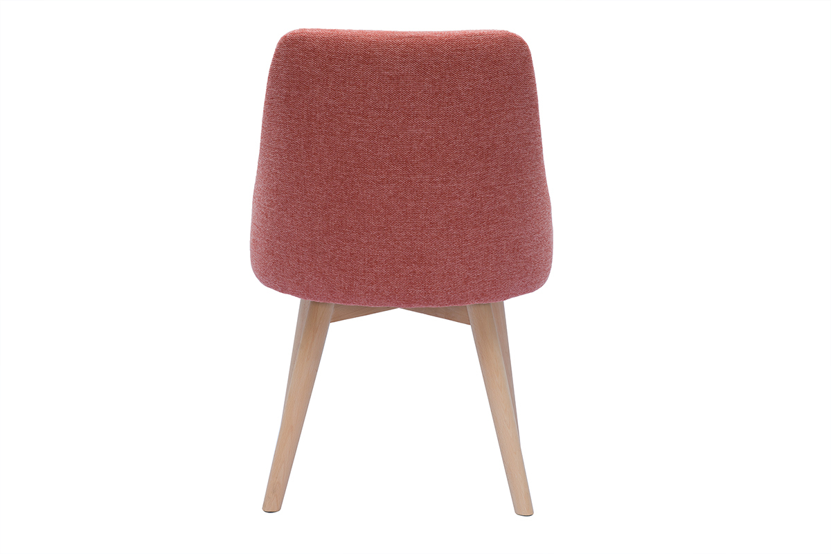 Chaise scandinave terracotta vue de dos avec pieds en bois clair.