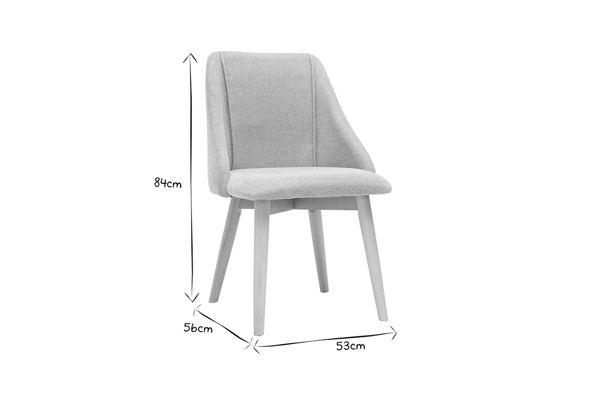Chaise scandinave noir et blanc avec dimensions 84x56x53 cm.