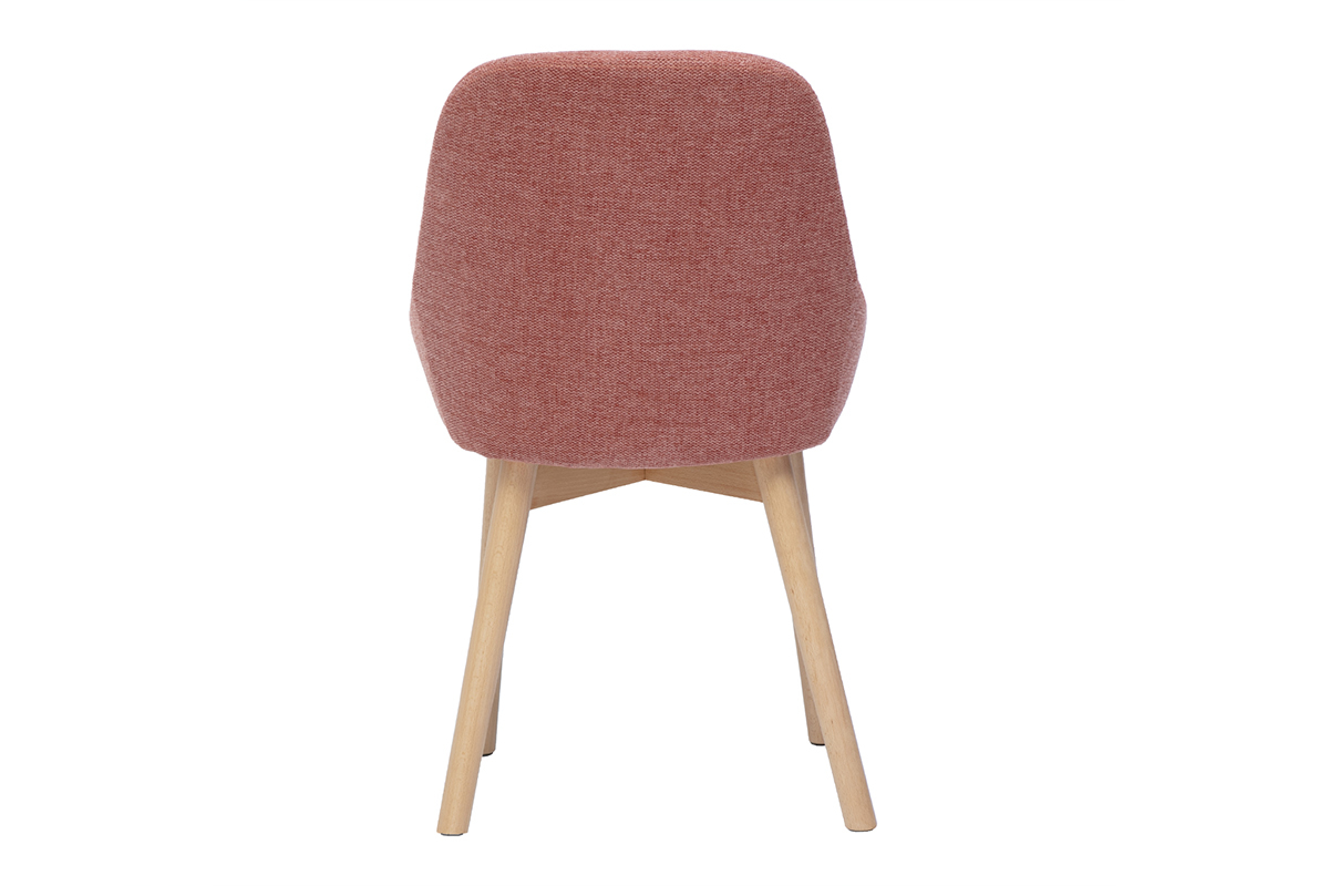 Chaises scandinaves en tissu effet velours textur� terracotta et bois clair massif (lot de 2) HOLO