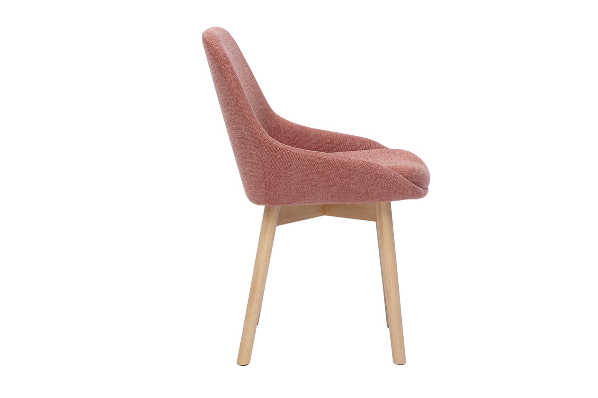 Chaises scandinaves en tissu effet velours textur� terracotta et bois clair massif (lot de 2) HOLO