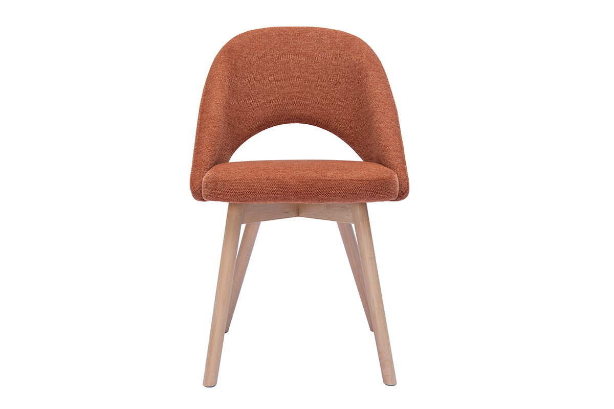 Chaises scandinaves en tissu effet velours textur� terre br�l�e et bois clair (lot de 2) COSETTE