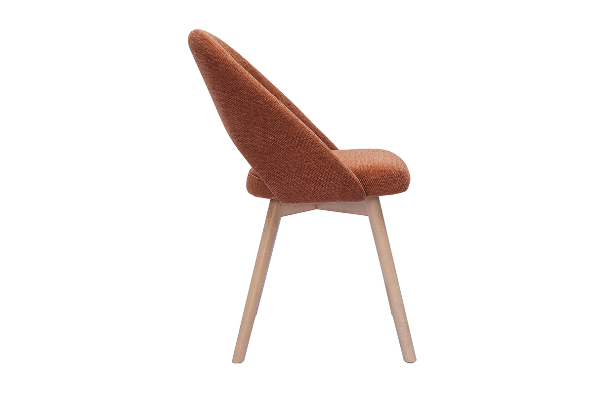 Chaises scandinaves en tissu effet velours textur� terre br�l�e et bois clair (lot de 2) COSETTE
