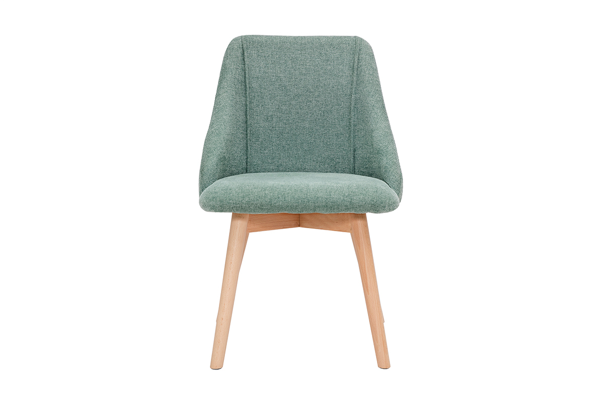 Chaises scandinaves en tissu effet velours textur� vert c�ladon et bois clair (lot de 2) HIGGINS