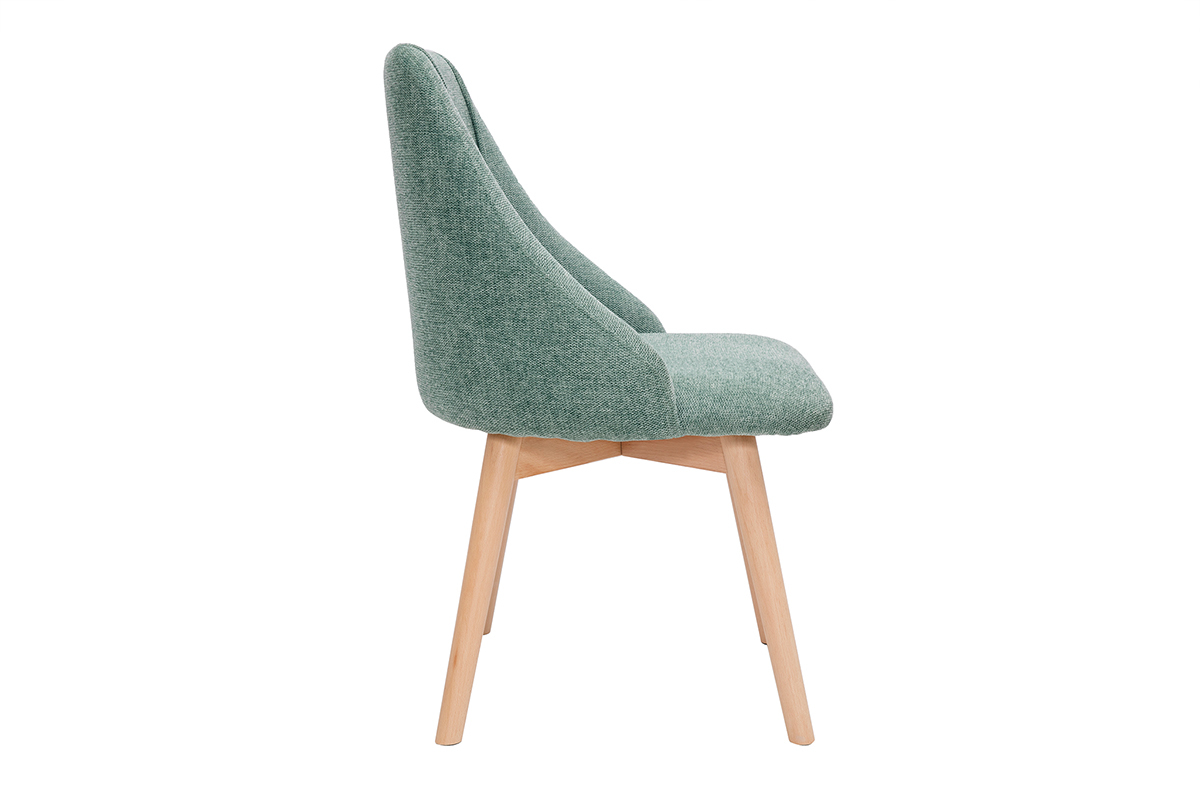 Chaises scandinaves en tissu effet velours textur� vert c�ladon et bois clair (lot de 2) HIGGINS