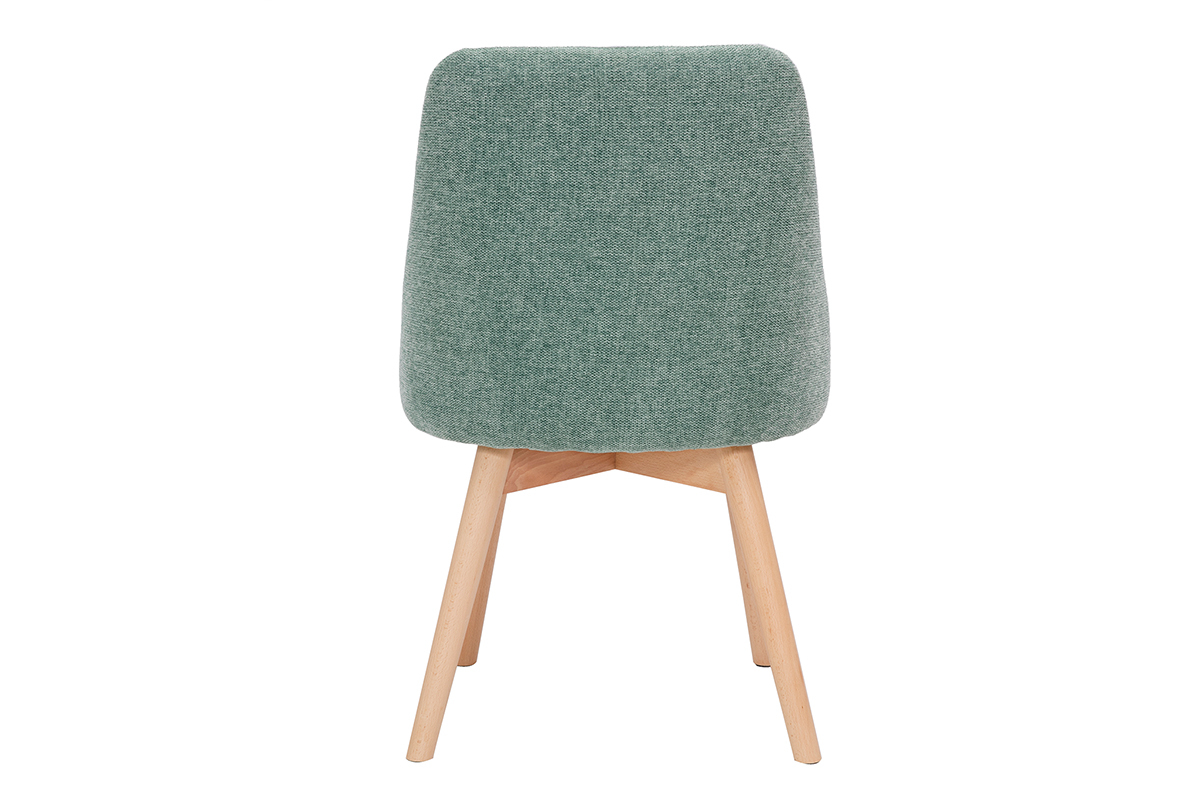 Chaises scandinaves en tissu effet velours textur� vert c�ladon et bois clair (lot de 2) HIGGINS