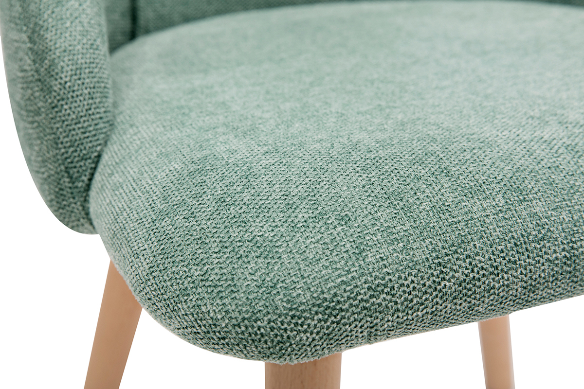 Chaises scandinaves en tissu effet velours textur� vert c�ladon et bois clair (lot de 2) HIGGINS