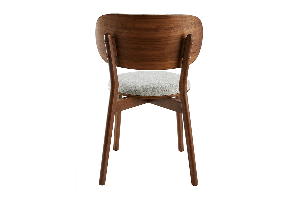 Chaises scandinaves en tissu gris clair et bois fonc� noyer (lot de 2) FAUVETTE