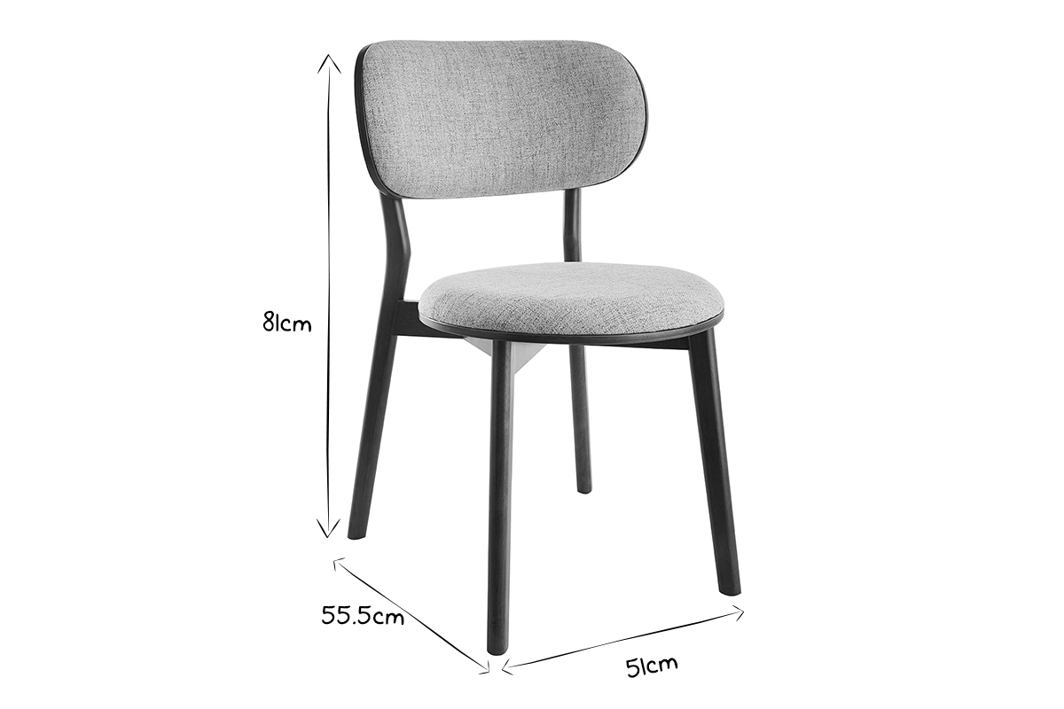 Chaises scandinaves en tissu gris clair et bois fonc� noyer (lot de 2) FAUVETTE