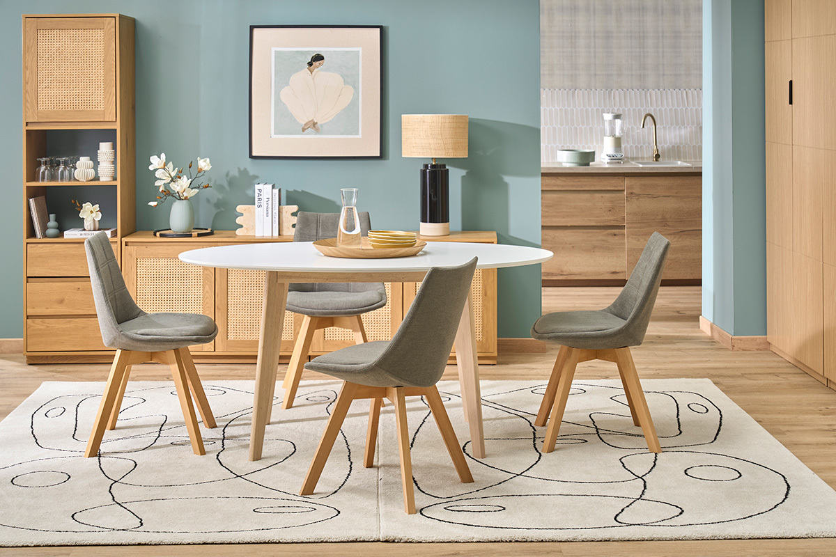 Chaises scandinaves en tissu gris et bois clair (lot de 2) MATILDE