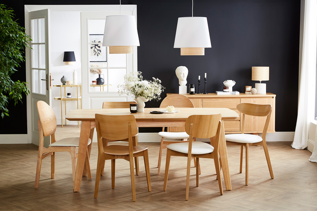 Chaises vintage en bois clair ch�ne (lot de 2) AVEA