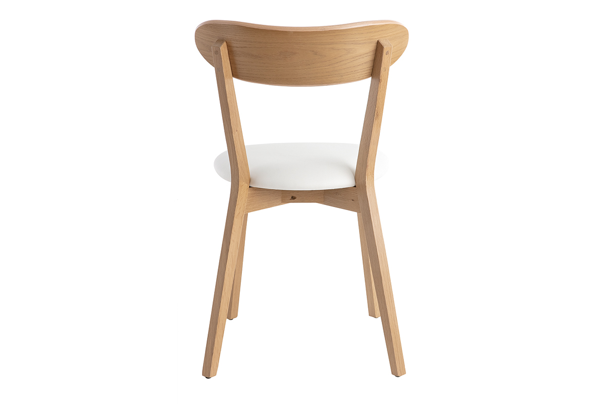 Chaise DOVE en bois clair et assise blanche, vue de dos, style vintage