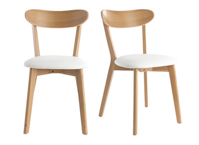 Chaises vintage en bois clair ch&ecirc;ne et blanc (lot de 2) DOVE