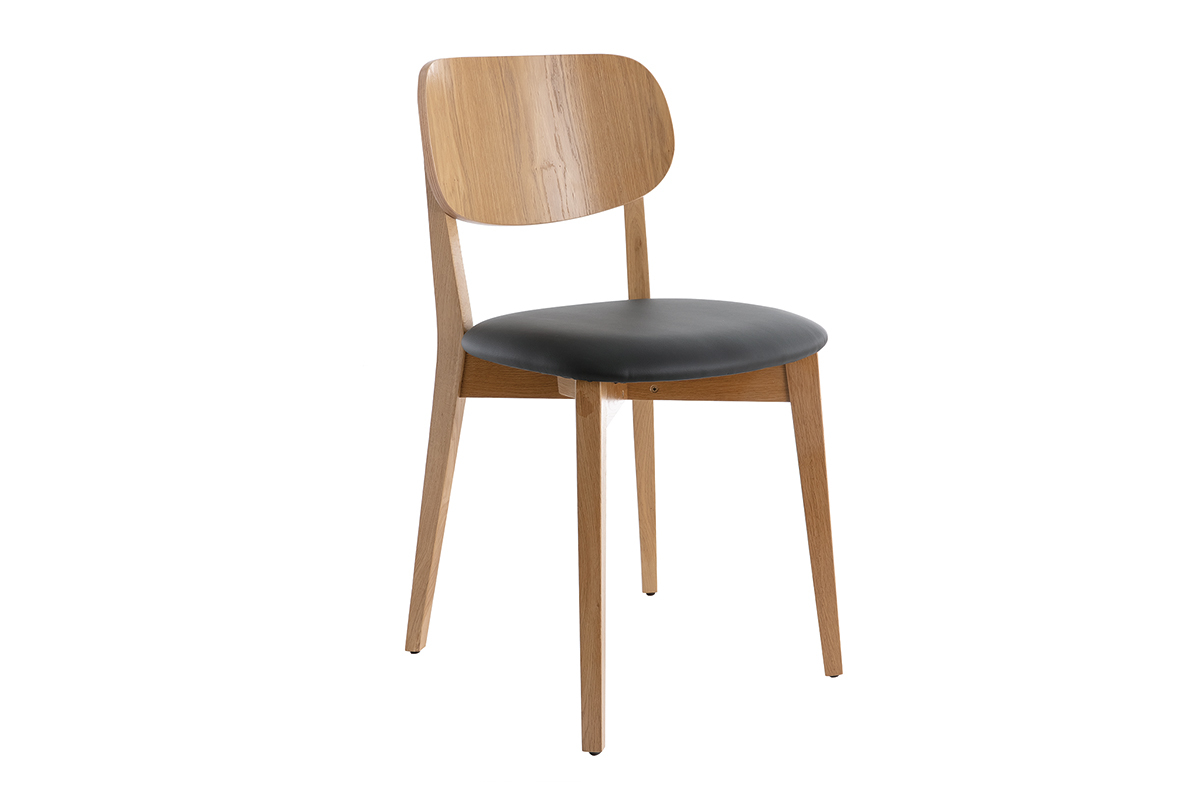 Chaises vintage en bois clair ch�ne et noir (lot de 2) LUCIA