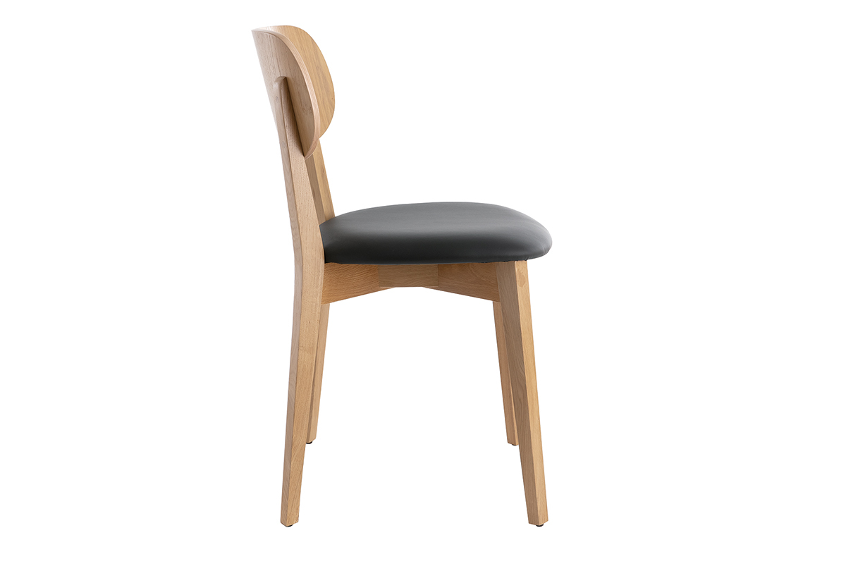 Chaises vintage en bois clair ch�ne et noir (lot de 2) LUCIA