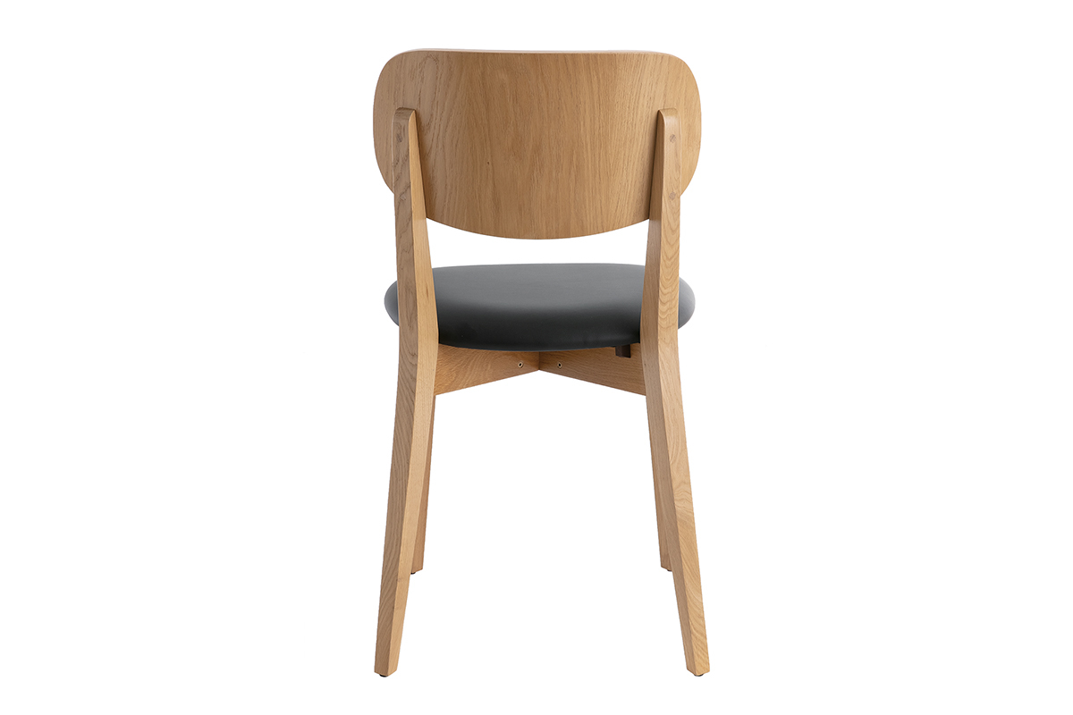 Chaises vintage en bois clair ch�ne et noir (lot de 2) LUCIA
