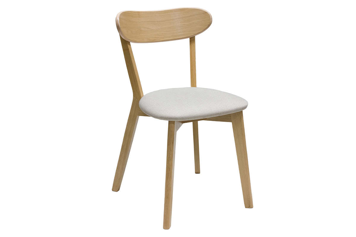 Chaises vintage en bois clair ch�ne et tissu beige (lot de 2) DOVE