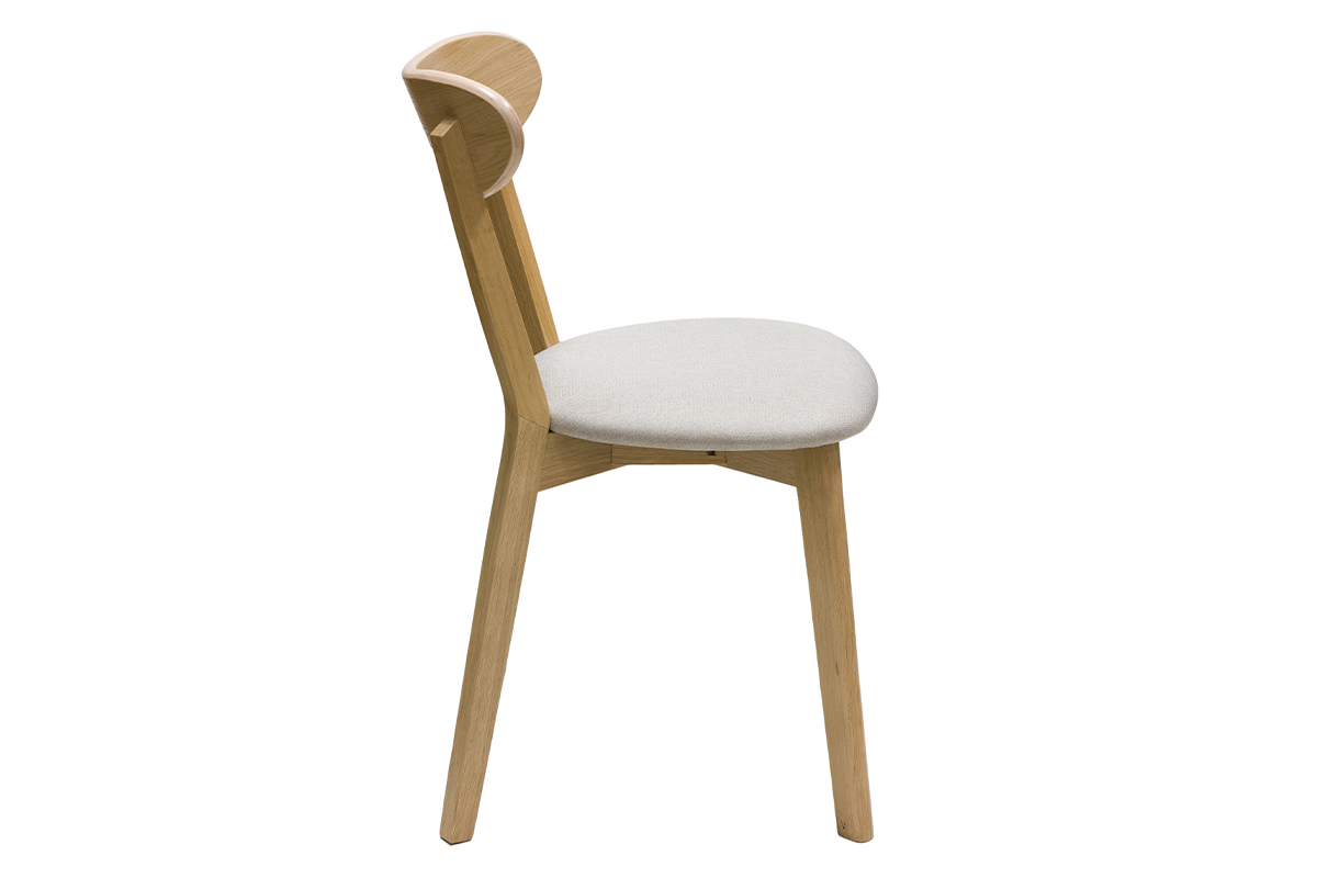 Chaises vintage en bois clair ch�ne et tissu beige (lot de 2) DOVE