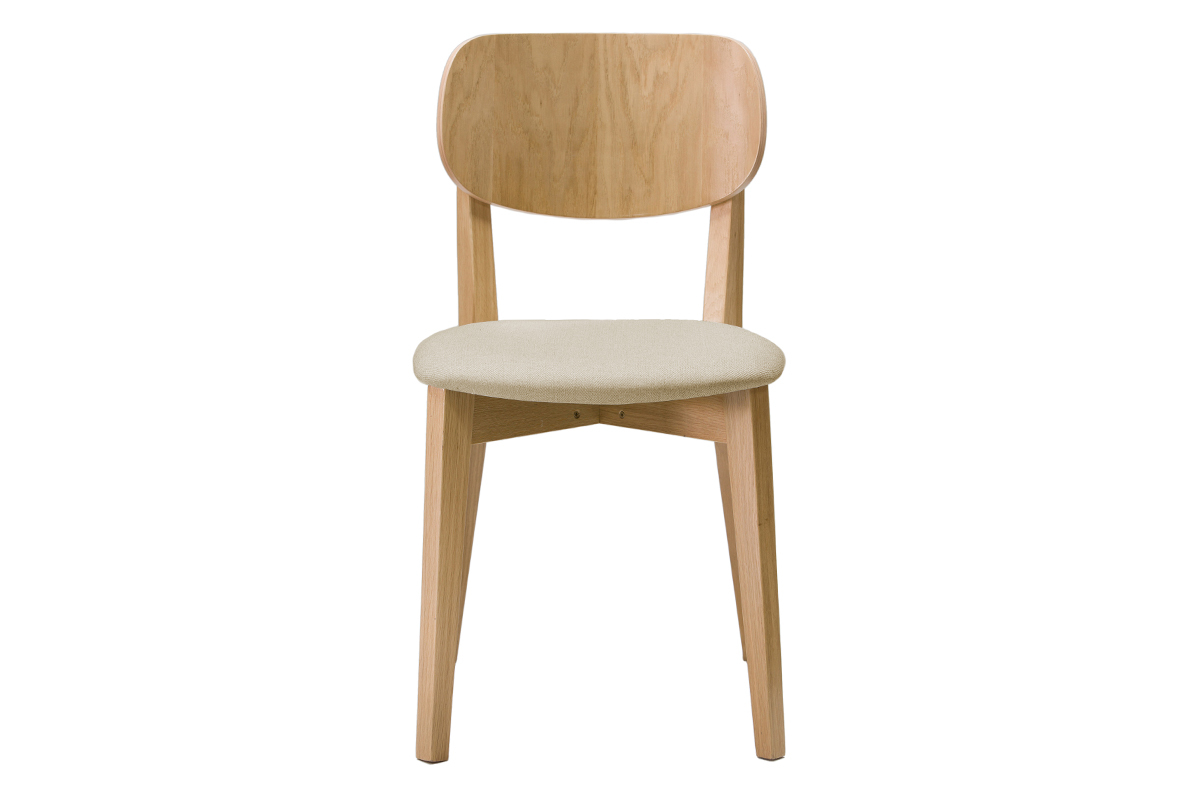 Chaises vintage en bois clair ch�ne et tissu beige (lot de 2) LUCIA